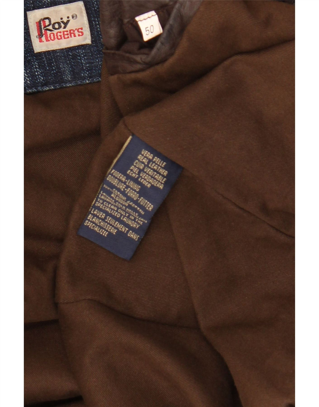 Jaqueta de couro masculina Roy Rogers IT 50 grande couro marrom