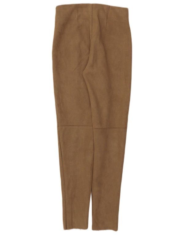 Calça feminina casual skinny Zara XS W24 L27 poliéster marrom