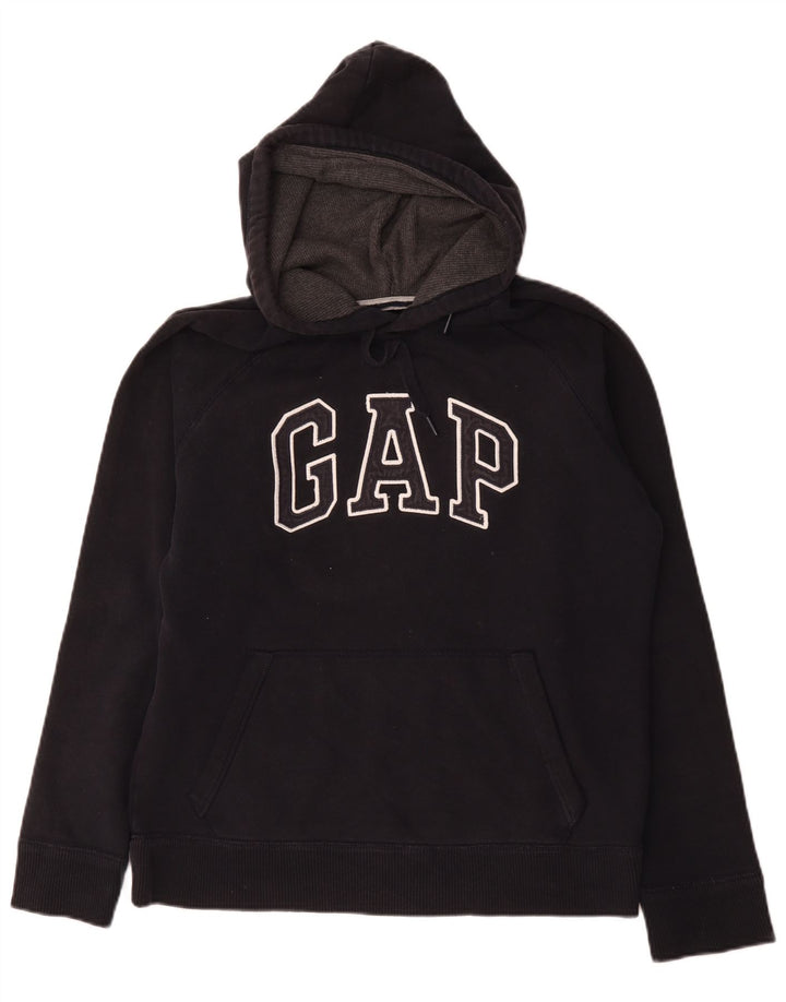 Suéter com capuz gráfico masculino Gap médio algodão preto