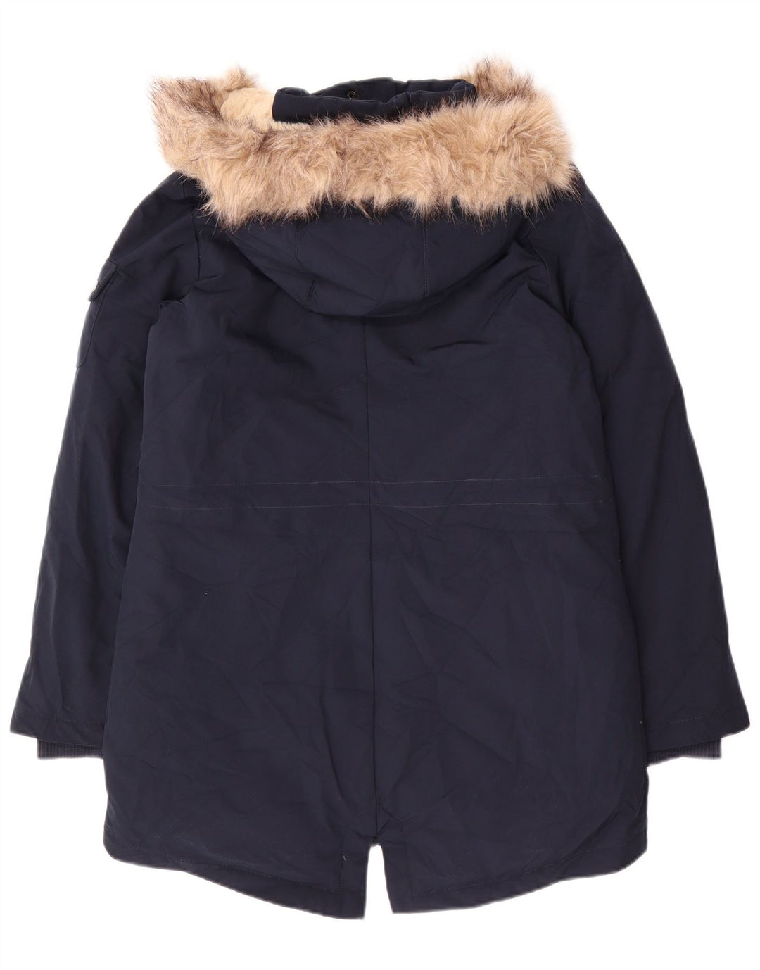 Jaqueta parka feminina Ralph Lauren com capuz Reino Unido 10 poliéster azul marinho pequeno