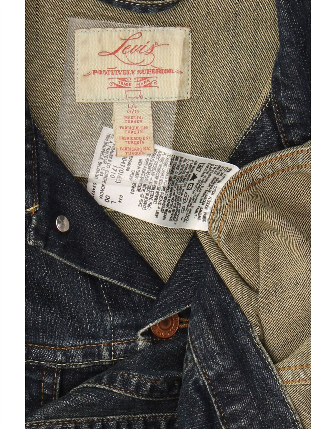 Jaqueta jeans feminina LEVI'S Reino Unido 14 grande algodão azul marinho