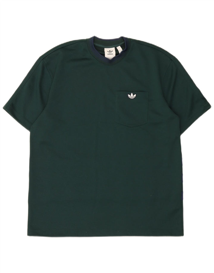 Adidas Mens Camiseta Top Poliéster Verde Médio
