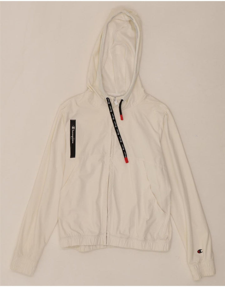 CHAMPION Womens Hooded Tracksuit Top Jacket UK 6 XS White Vintage Champion and Second-Hand Champion from Messina Hembry 
