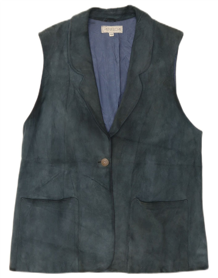 PENELOPE Colete feminino de camurça IT 44 azul médio