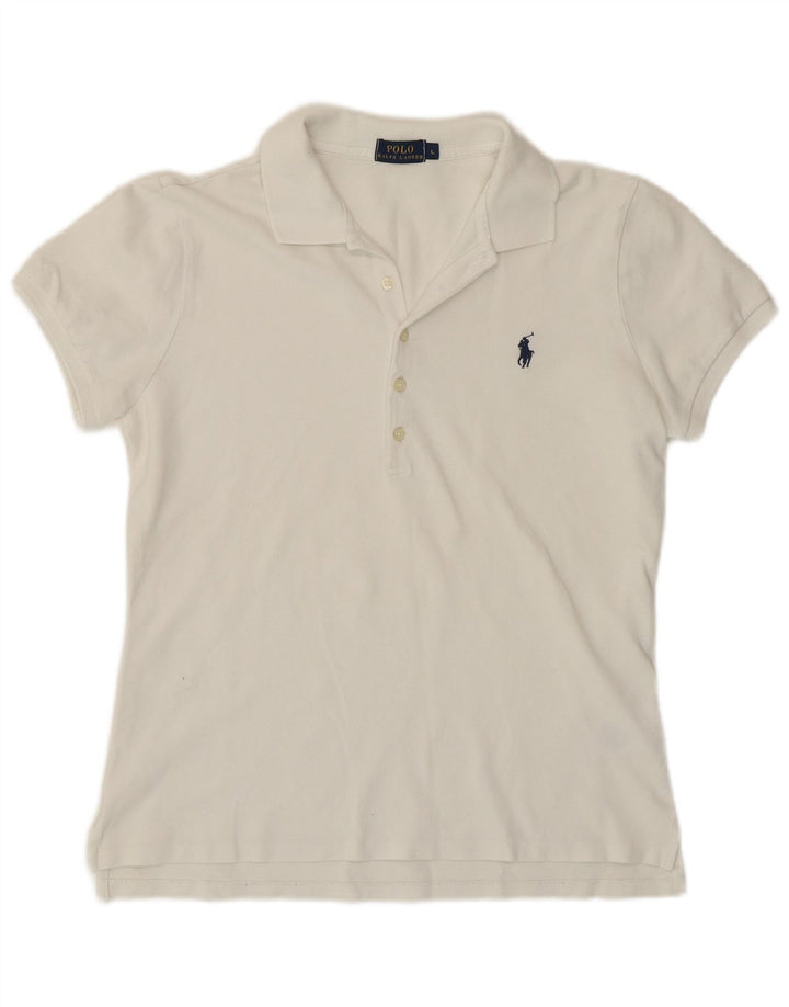 Camisa polo feminina Polo Ralph Lauren grande de algodão branco