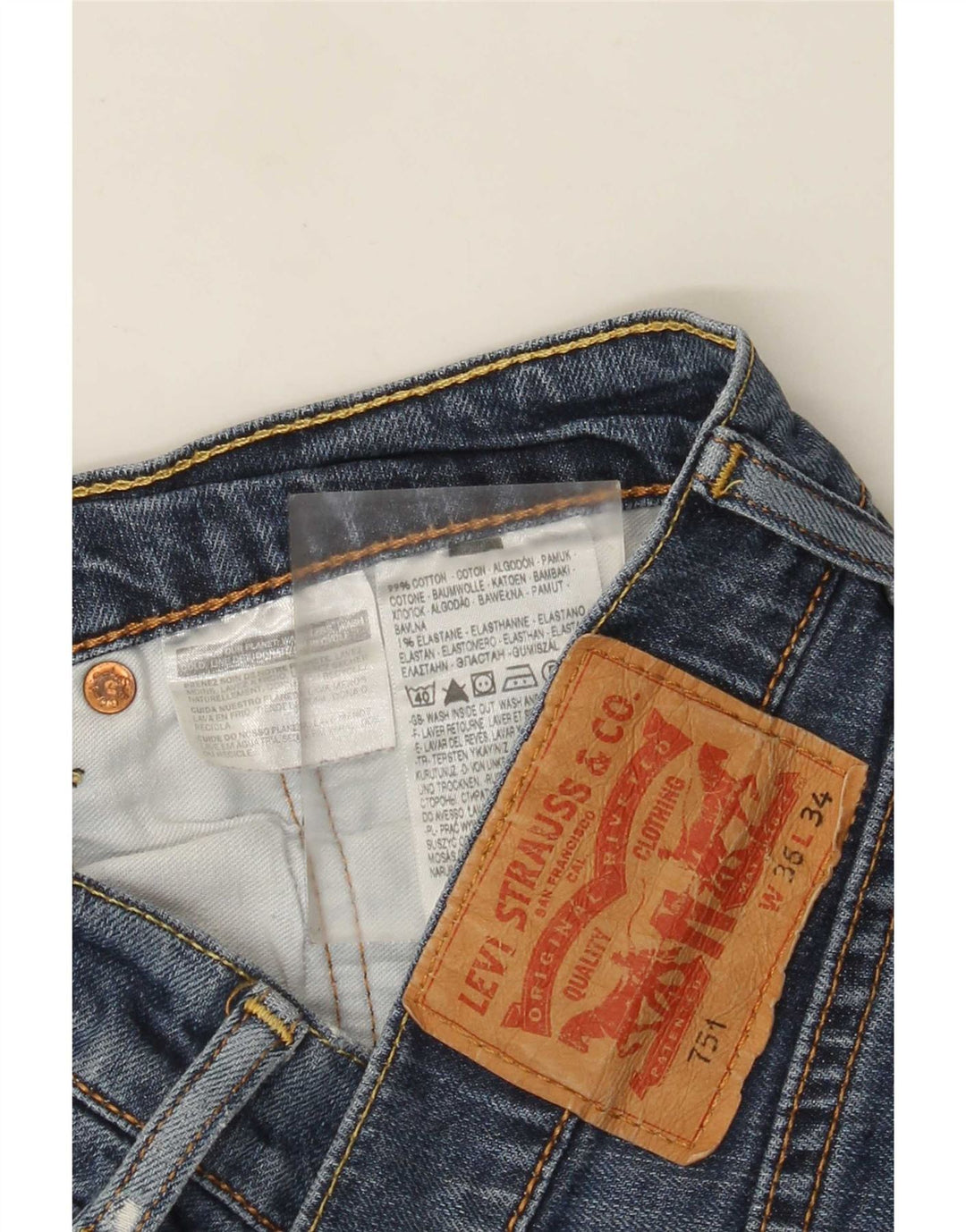Calça jeans masculina Levi's 751 Straight W36 L31 azul algodão