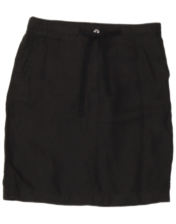 Saia reta feminina Marks & Spencer Reino Unido 12 médio W32 linho preto