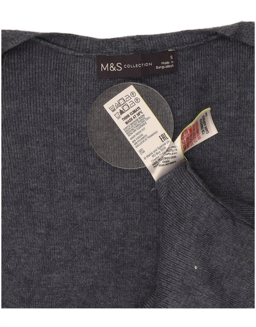 Marks & Spencer Suéter feminino Longline Open Cardigan Reino Unido 10 Pequeno Cinza