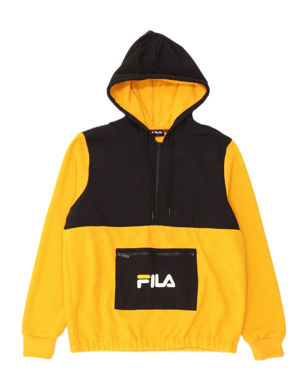 Fila Mens Graphic Hooded Fleece Jumper Médio Amarelo Poliéster Colorblock