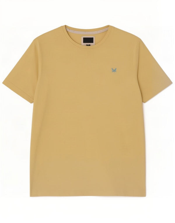 Camiseta masculina Crew Clothing Top grande algodão amarelo