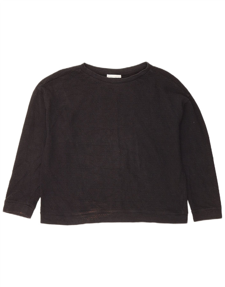 Zara moletom feminino jumper UK 14 médio algodão azul marinho