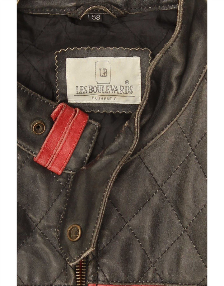 Jaqueta de couro masculina Les Boulevards Moto Racer Reino Unido 40 grande preta