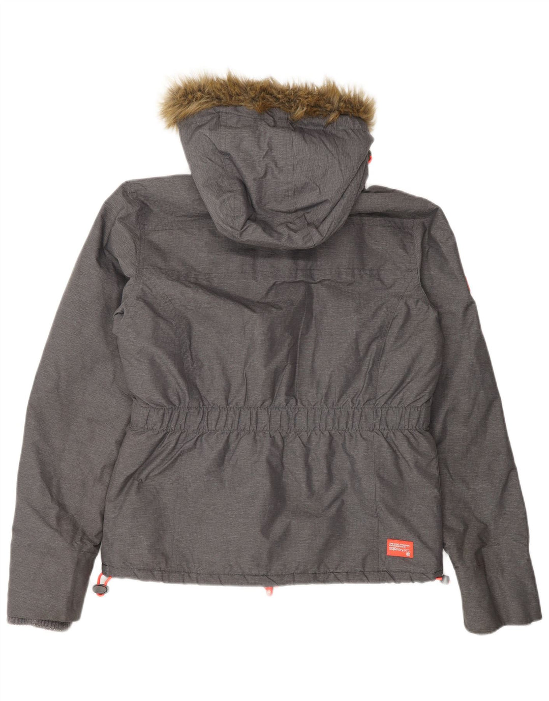 Jaqueta corta-vento feminina Superdry com capuz Reino Unido 16 grande cinza nylon