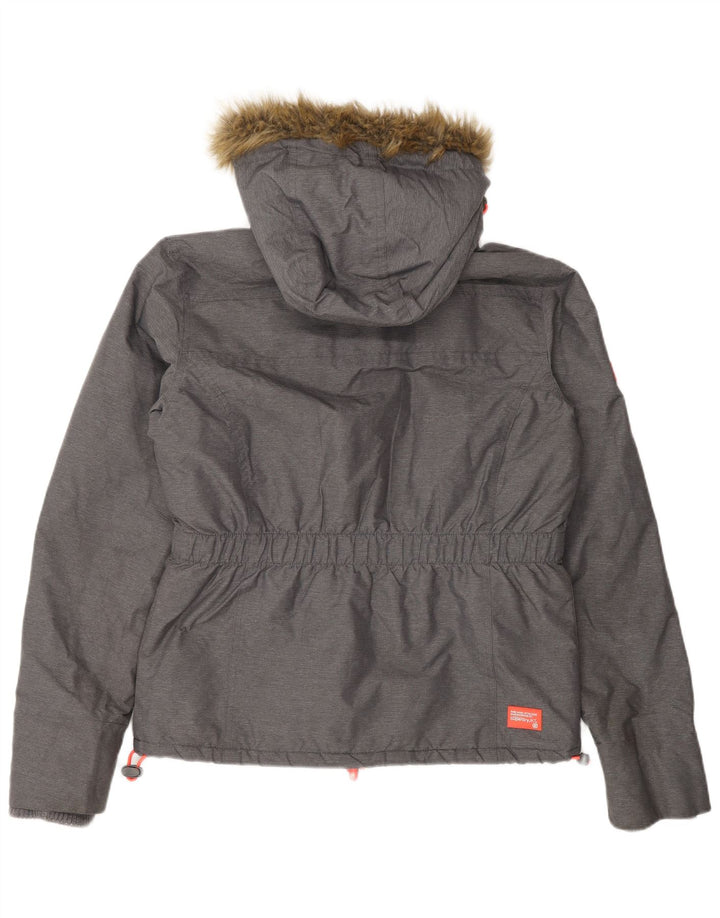 Jaqueta corta-vento feminina Superdry com capuz Reino Unido 16 grande cinza nylon