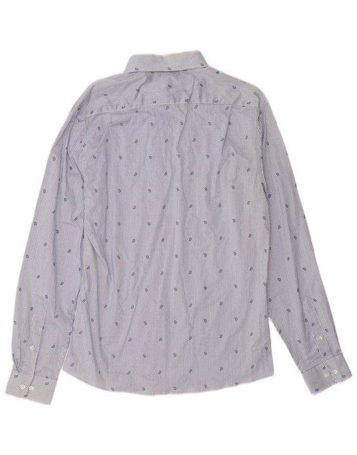 Camisa elástica masculina TOMMY HILFIGER tamanho 15 1/2 risca de giz azul médio