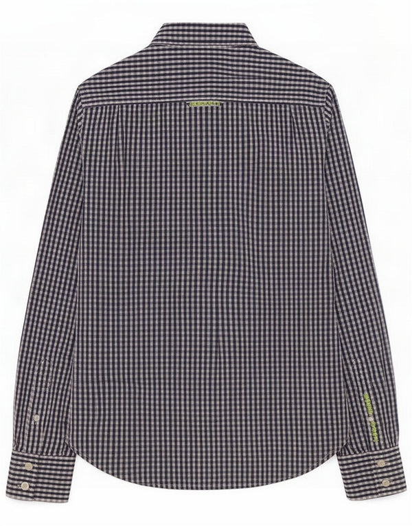 Camisa masculina Superdry pequeno algodão xadrez azul