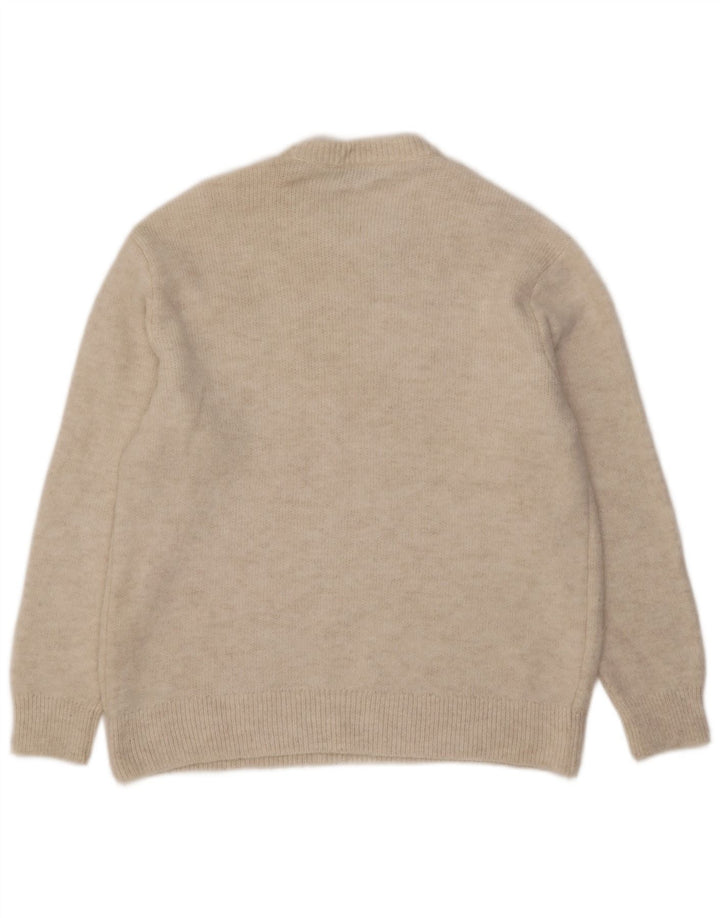 Zara Suéter masculino com gola redonda grande acrílico branco