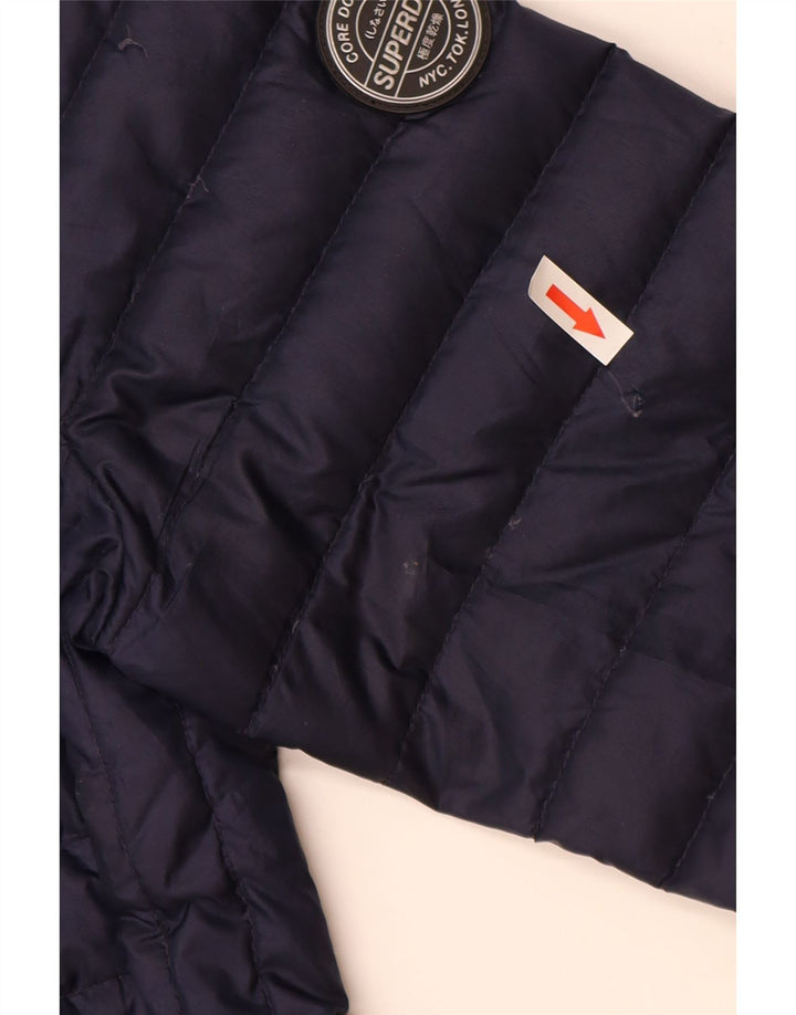 Jaqueta acolchoada com capuz feminina Superdry UK 14 poliéster azul marinho médio