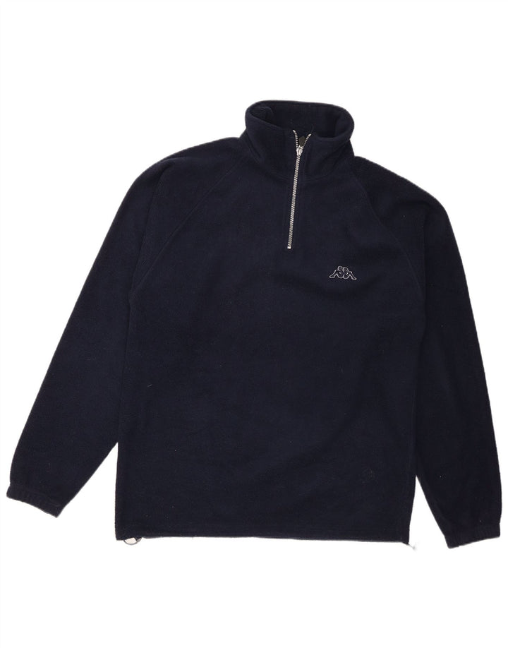 Suéter de lã masculino Kappa com zíper e gola média azul marinho poliéster