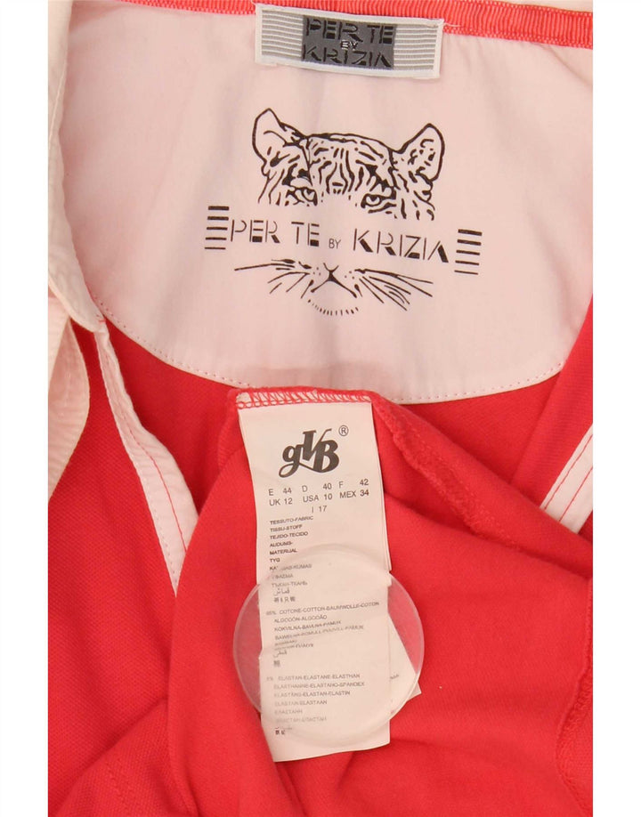 Blusa feminina de manga 3/4 Perte by Krizia Top UK 12 bloco de cor vermelho médio
