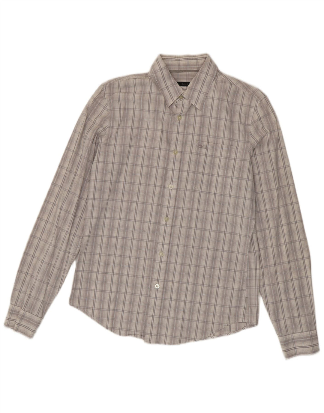 Camisa masculina Calvin Klein Jeans cinza médio xadrez algodão