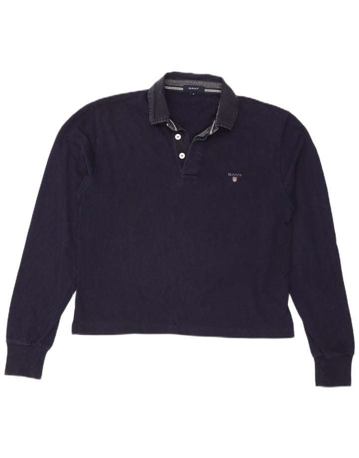 Camisa polo feminina grande de manga comprida GANT Reino Unido 14 azul marinho médio