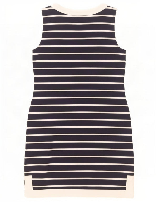 Vestido camiseta feminino sem mangas Nautica Reino Unido 6 XS azul marinho listrado algodão