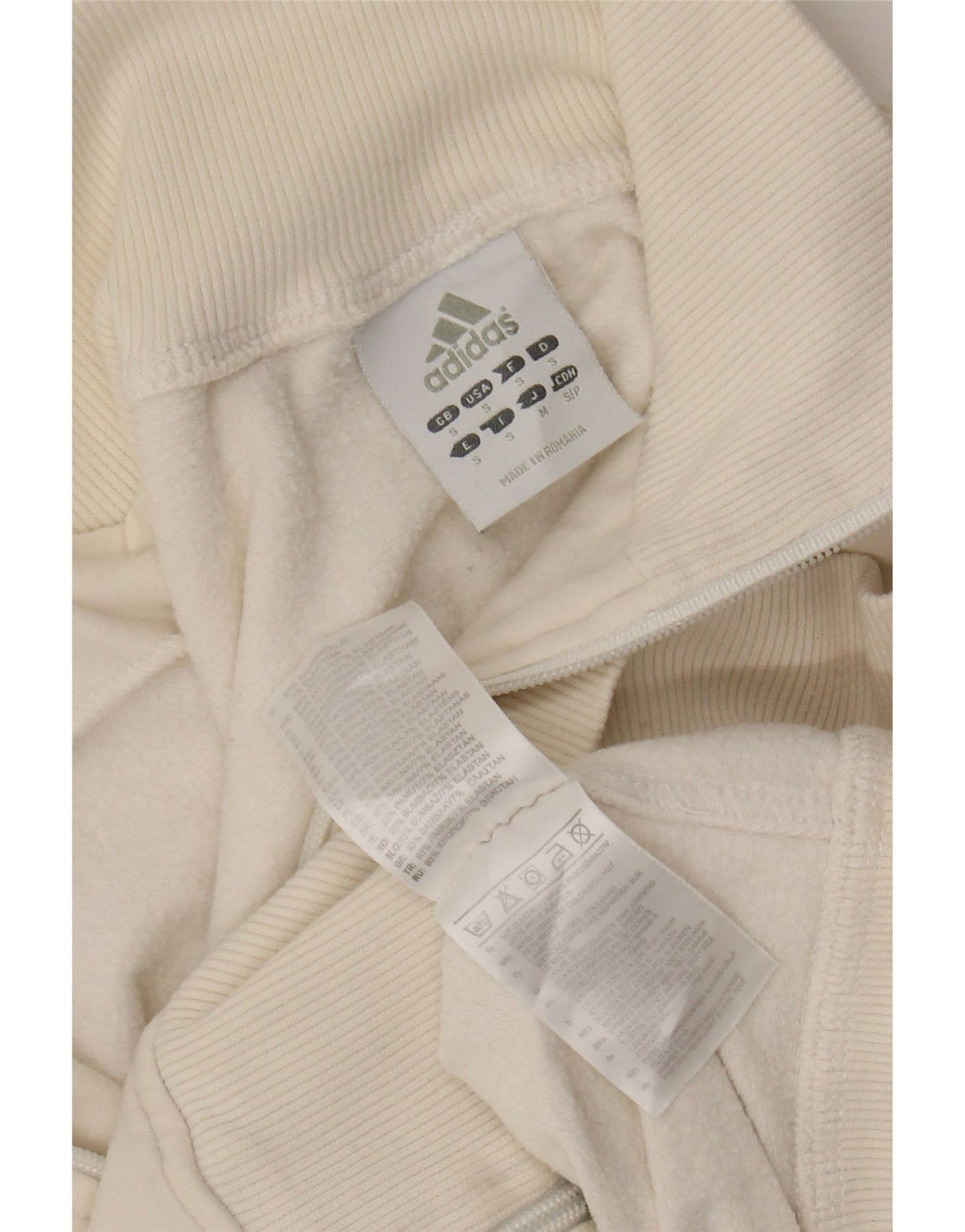 ADIDAS Womens Crop Tracksuit Top Jacket UK 10 Pequeno Algodão Branco