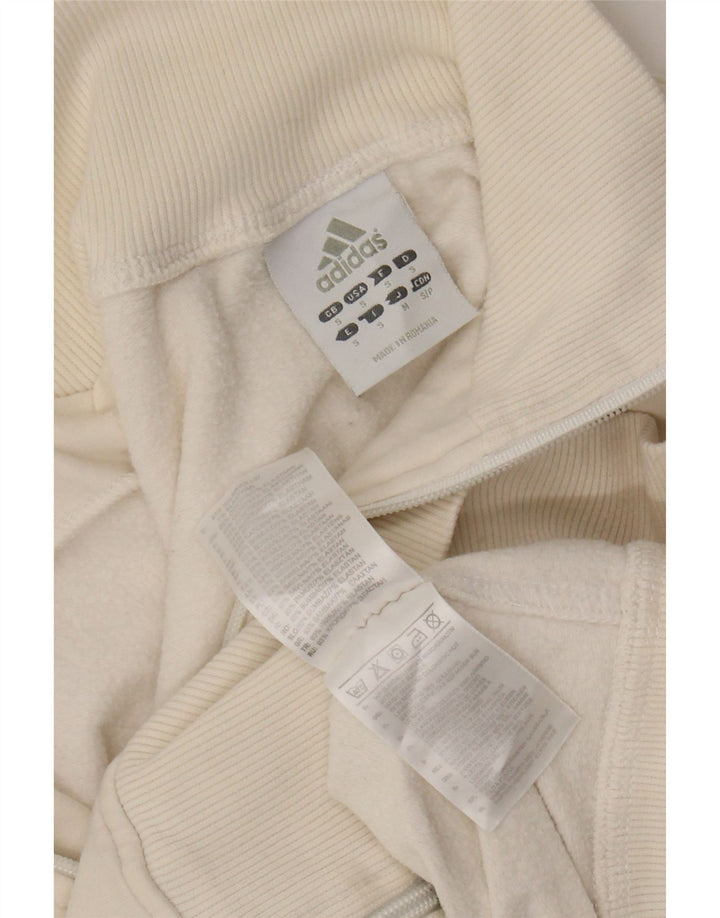 ADIDAS Womens Crop Tracksuit Top Jacket UK 10 Pequeno Algodão Branco