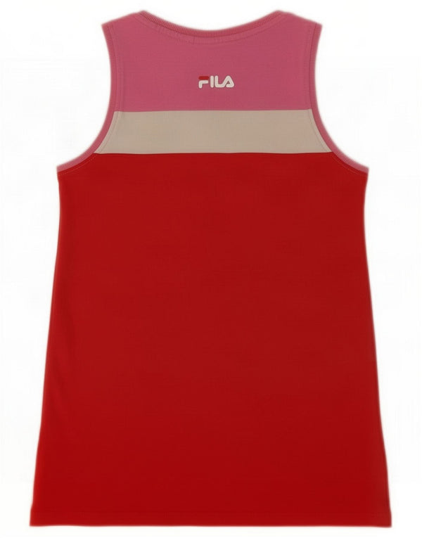 Fila Girls Graphic Vest Top 7-8 Years Red Colourblock Cotton