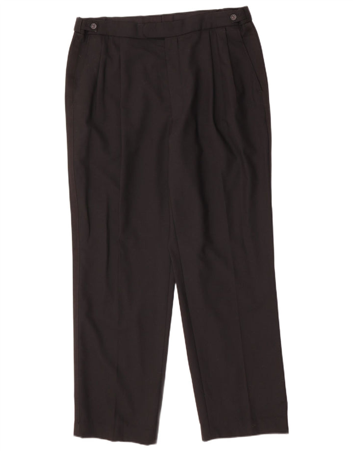 Calça masculina Marks & Spencer com pegged terno W36 L31 lã preta