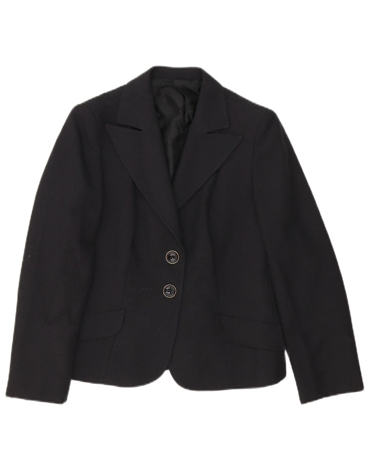 Jaqueta Blazer Feminina Vintage com 2 Botões UK 12 Poliéster Preto Médio