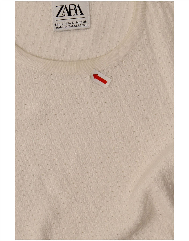 Suéter masculino ZARA com gola redonda e viscose branca pequena