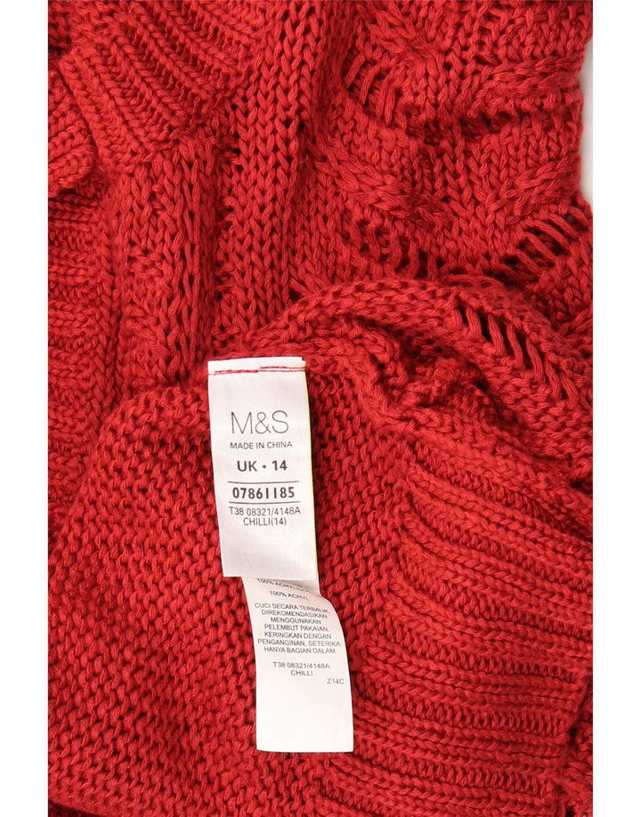 Suéter cardigã feminino de manga curta Marks & Spencer Reino Unido 14 grande vermelho
