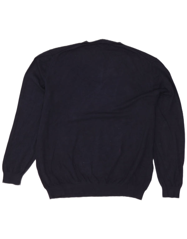 Suéter masculino ZARA com decote em V 2XL azul marinho viscose