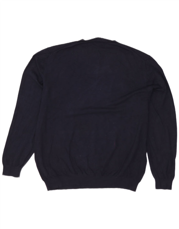 Suéter masculino ZARA com decote em V 2XL azul marinho viscose