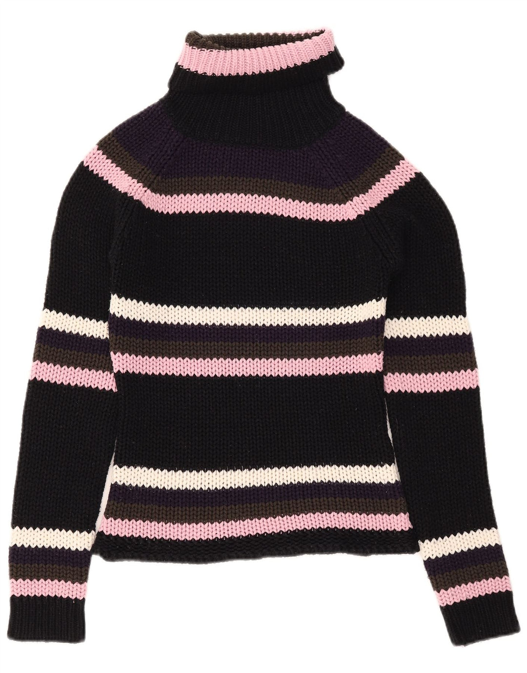 Suéter feminino Madonna com gola redonda e acrílico listrado preto médio Reino Unido 12