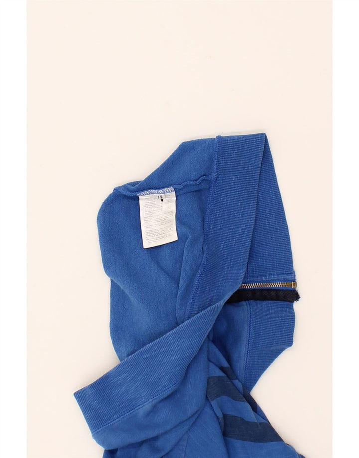 GAUDI Boys Graphic Zip Hoodie Sweater 13-14 Years Blue Cotton Vintage Gaudi and Second-Hand Gaudi from Messina Hembry 