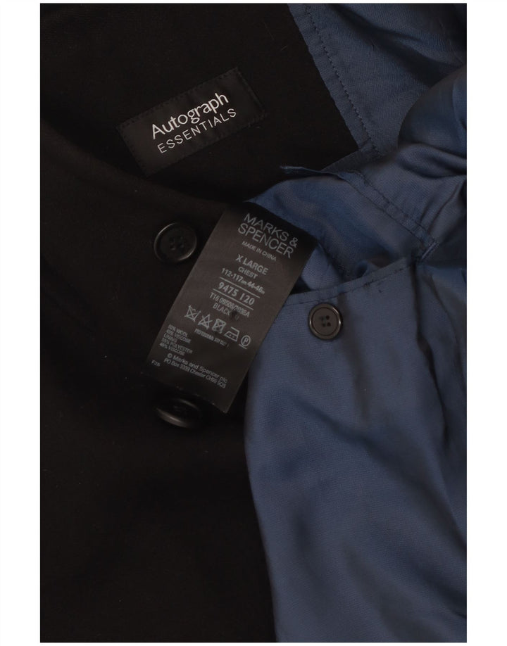 Casaco masculino Marks & Spencer com peito duplo Reino Unido 42 XL lã preta
