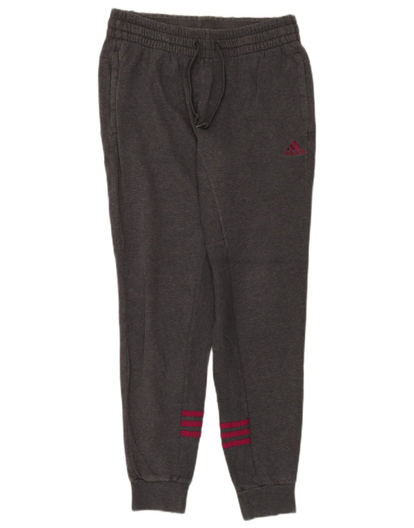 Calças de treino femininas Adidas Joggers UK 8/10 pequeno algodão cinza