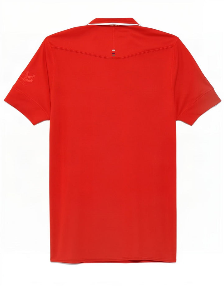 Camisa polo masculina Canterbury com estampa gráfica pequena em poliéster vermelho colorblock