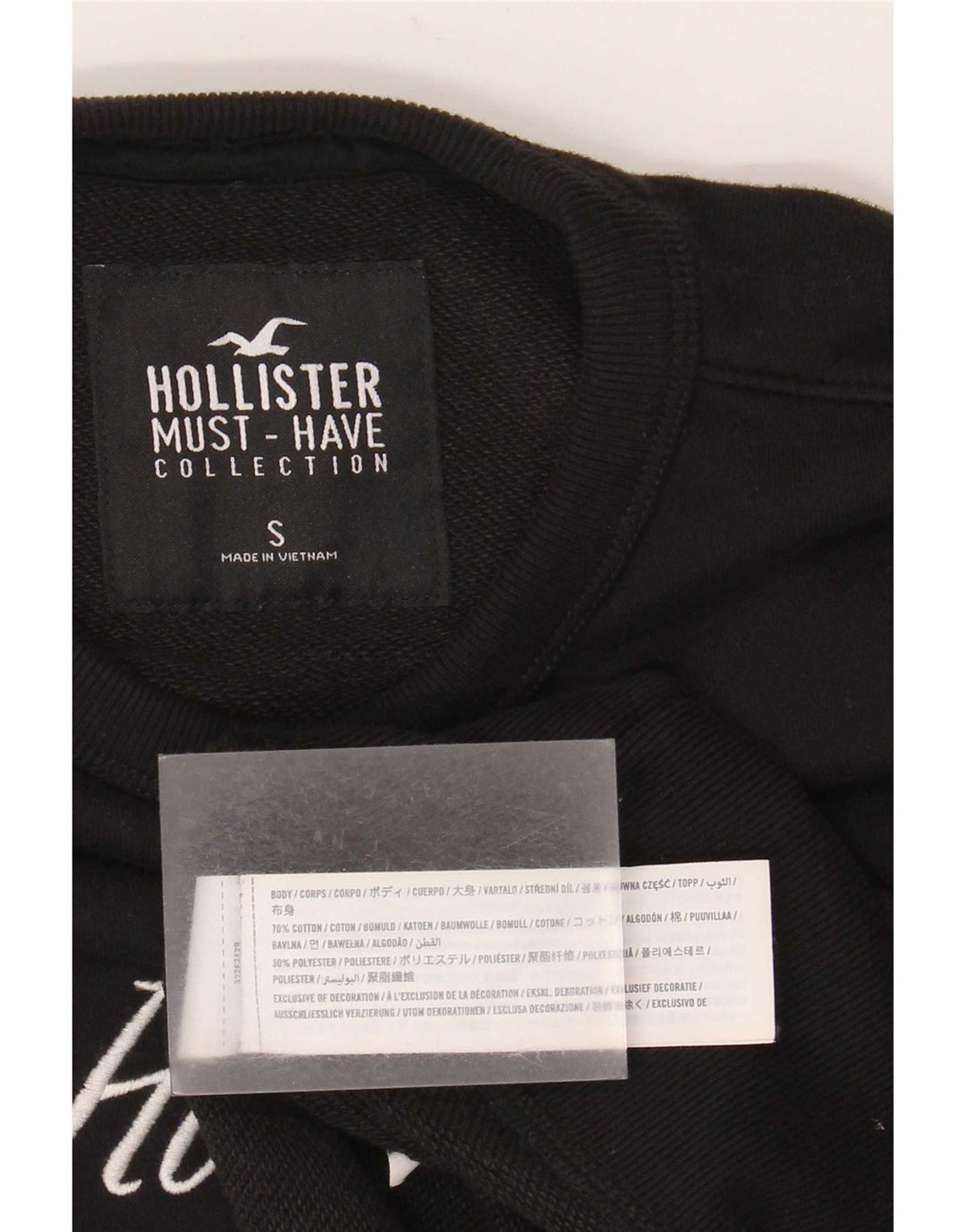 Hollister moletom masculino gráfico jumper pequeno algodão preto