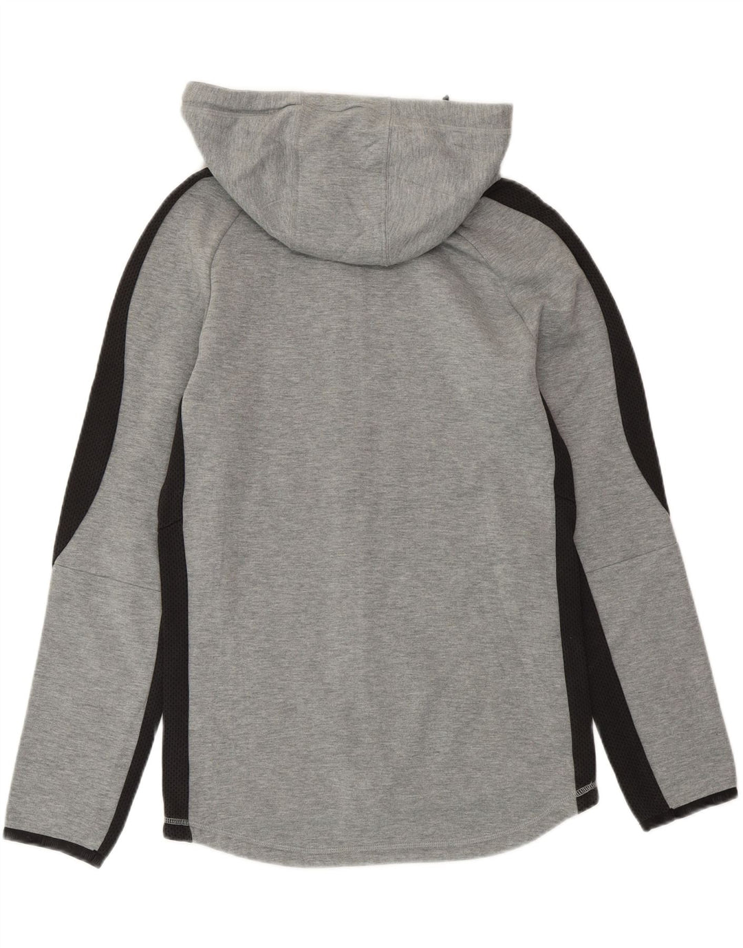 Suéter PUMA masculino com capuz e zíper pequeno cinza colorblock algodão