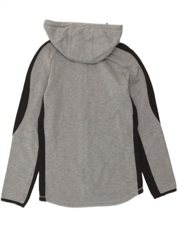 Suéter PUMA masculino com capuz e zíper pequeno cinza colorblock algodão
