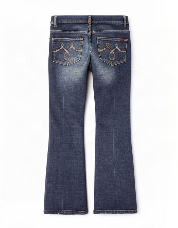 Calça jeans feminina Oasis Bootcut UK 12 médio W30 L27 algodão azul