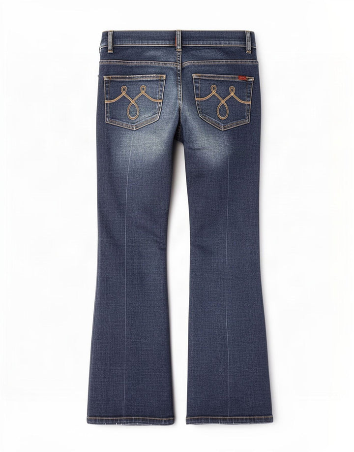 Calça jeans feminina Oasis Bootcut UK 12 médio W30 L27 algodão azul
