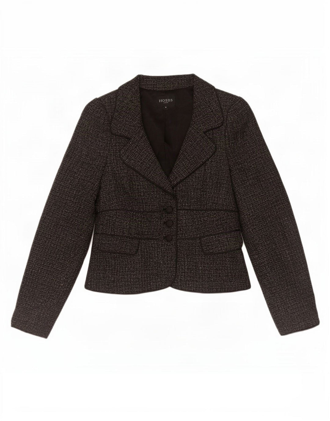 Jaqueta blazer feminina de 3 botões Hobbs UK 8 poliéster cinza pequeno