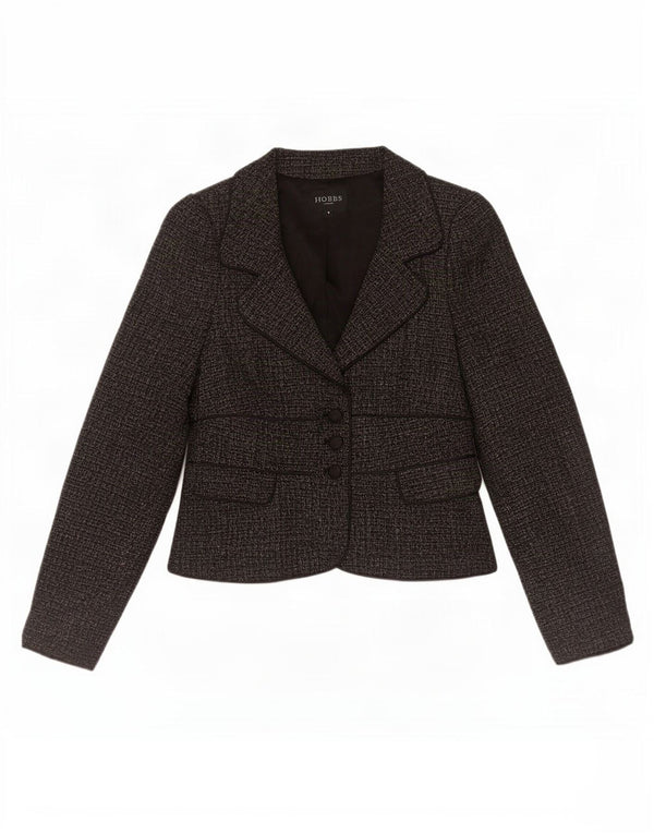 Jaqueta blazer feminina de 3 botões Hobbs UK 8 poliéster cinza pequeno