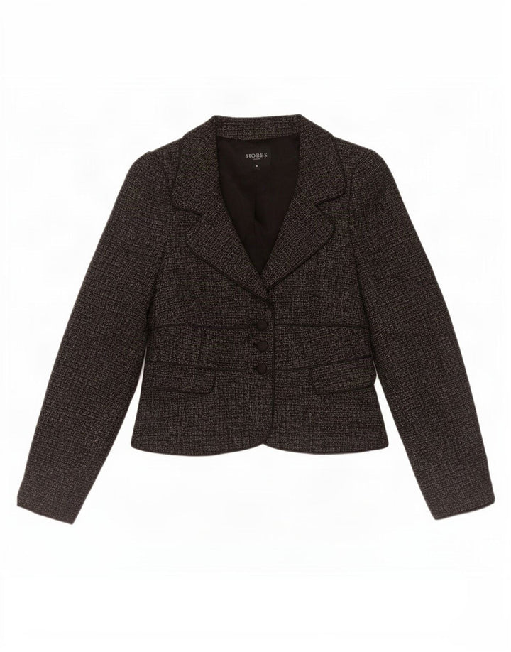 Jaqueta blazer feminina de 3 botões Hobbs UK 8 poliéster cinza pequeno