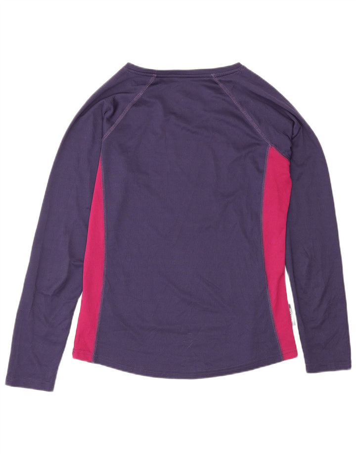 Top feminino Mountain Warehouse manga comprida UK 12 bloco colorido roxo médio